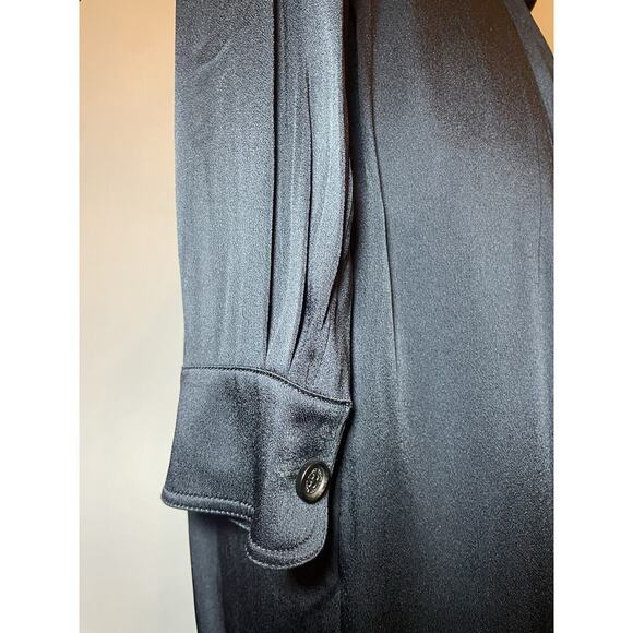 Ralph Lauren Purple Label Shirt Dress Midi Long Sleeve Pocket Collared Satin 8 M - Picture 12 of 16